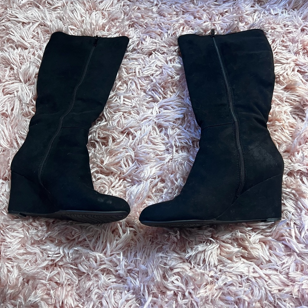 Impo Black Suede Wedge Boots